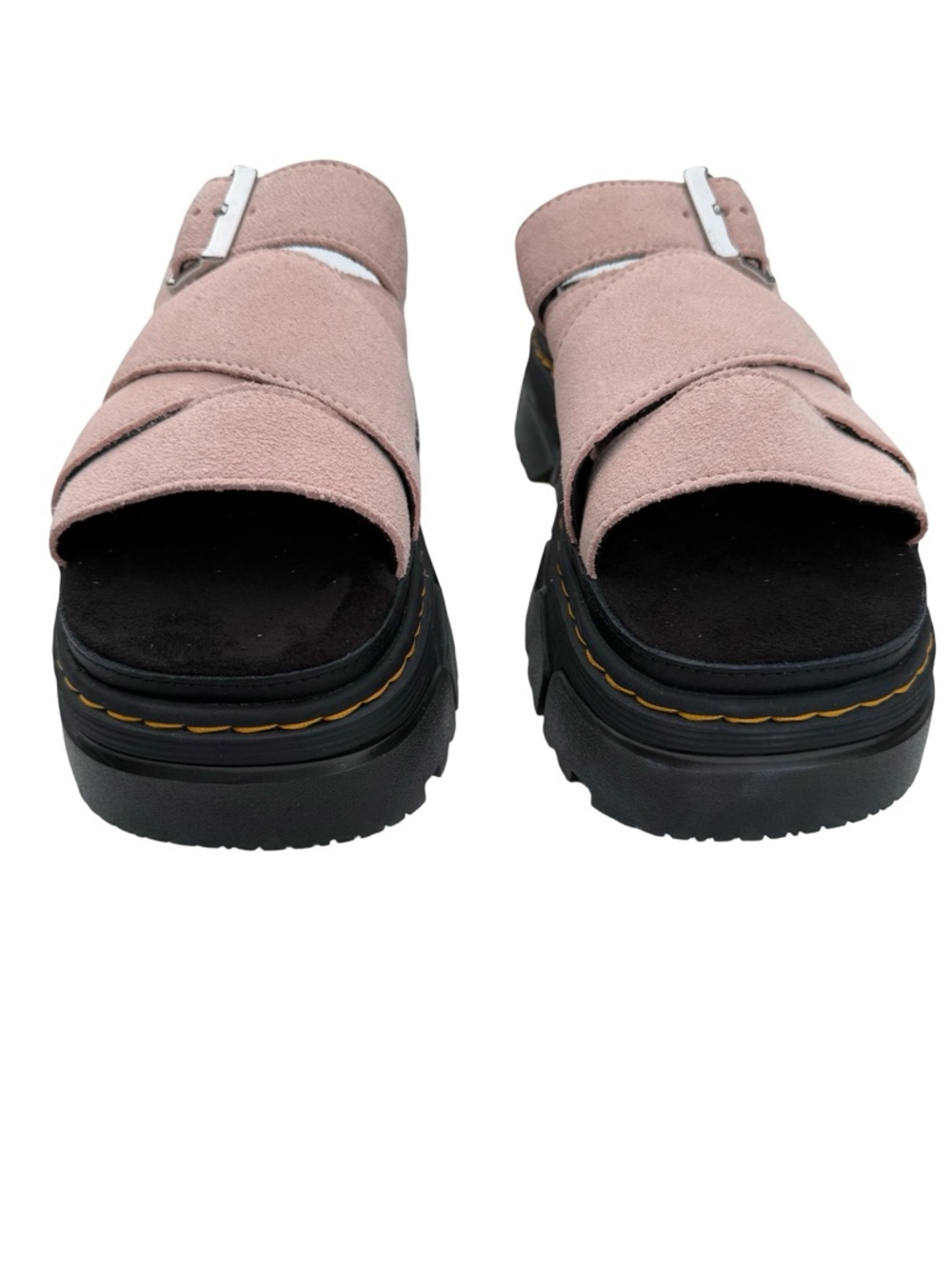 Dr. Martens Mattison Slide Pink Suede Lug Sole Buckle Sandals - Picture 6 of 8